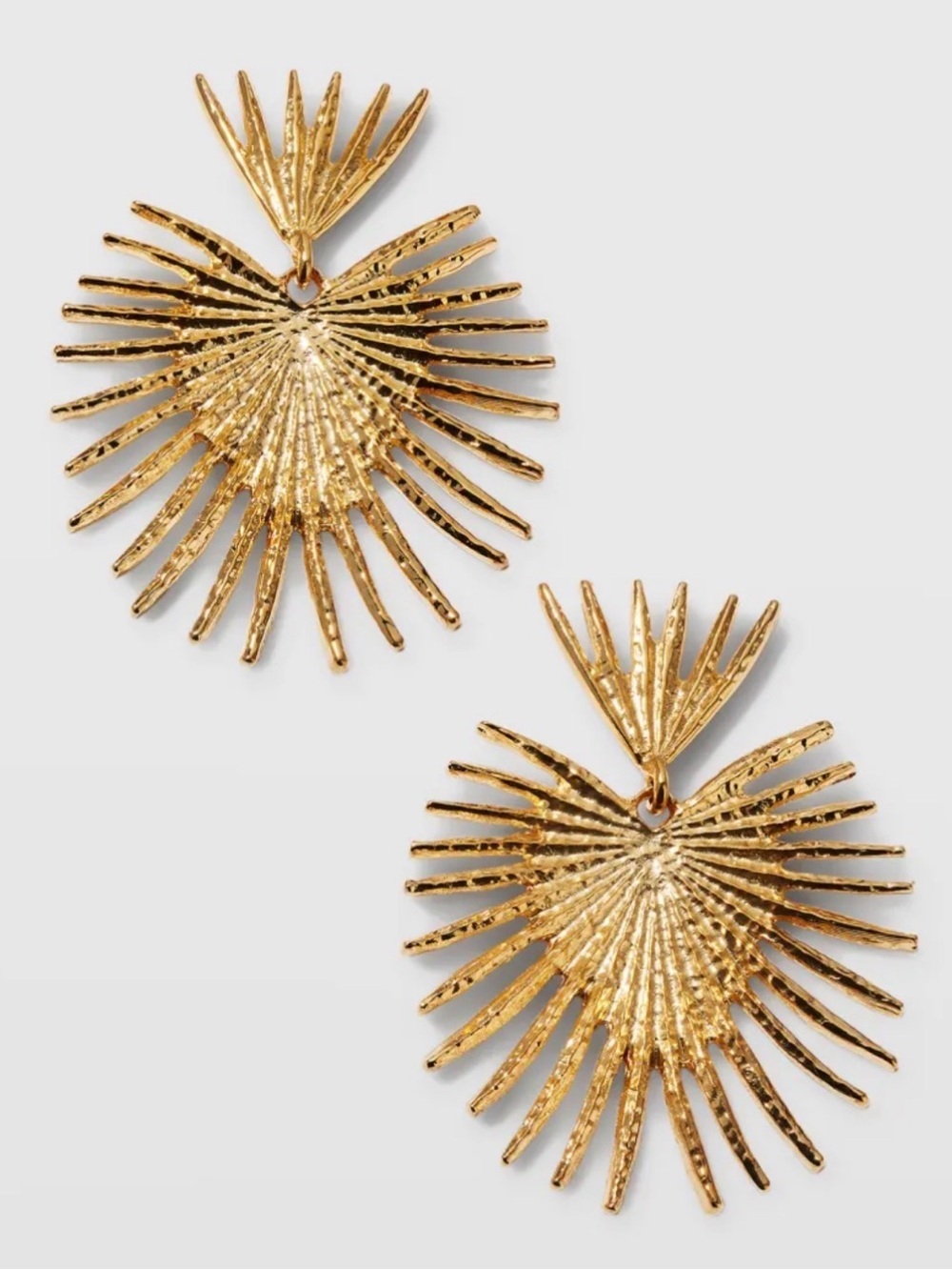 Kenneth Jay Lane 22k gold Plated Large Fan Earrings in Gold New